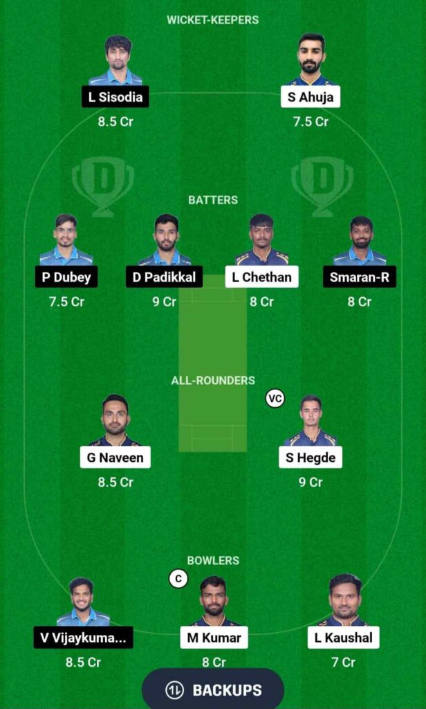 BB vs GMY Dream11 team