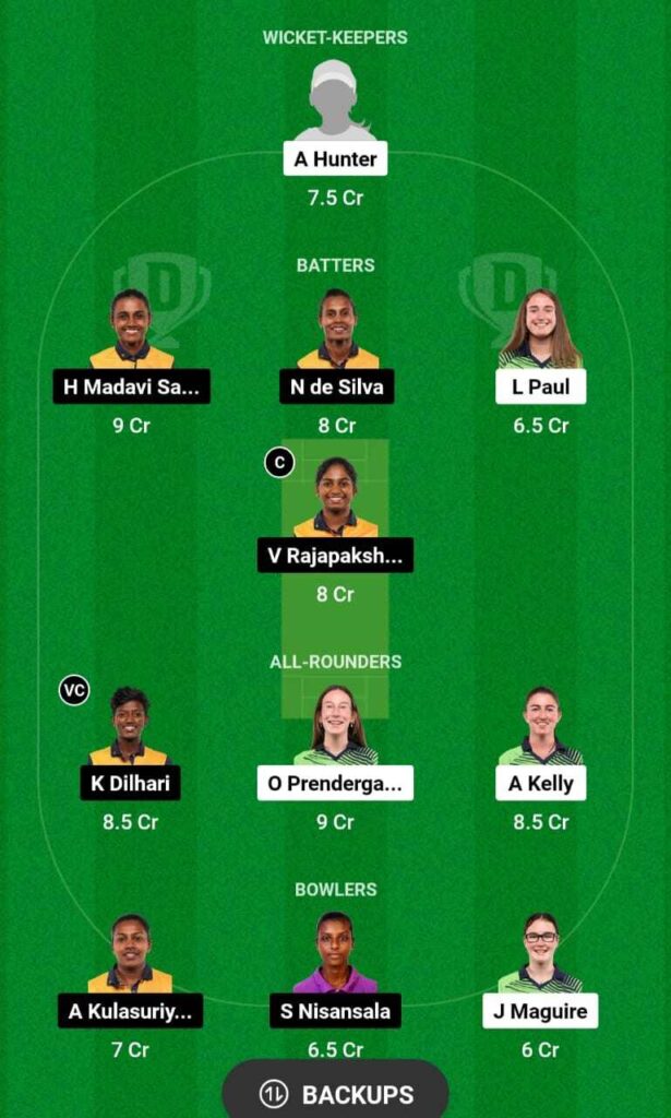 IR-W vs SL-W Dream11 team