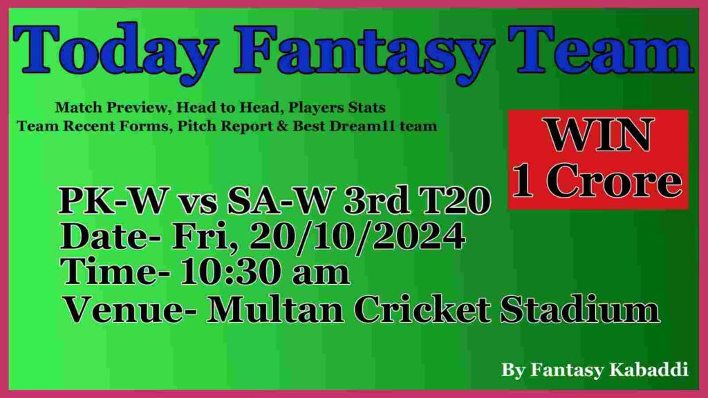 PK-W vs SA-W Dream11 team