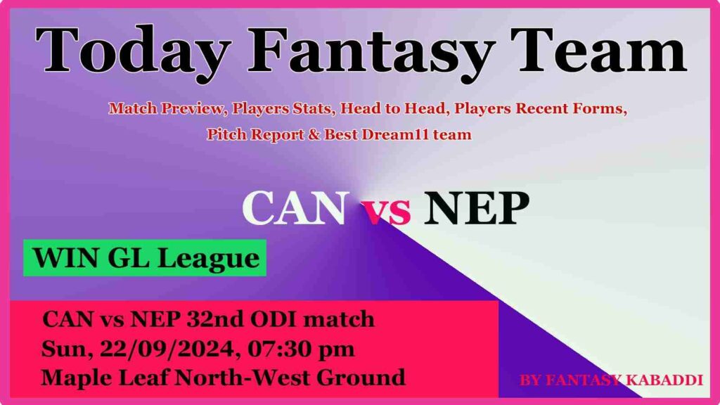 CAN vs NEP Dream11 GL team