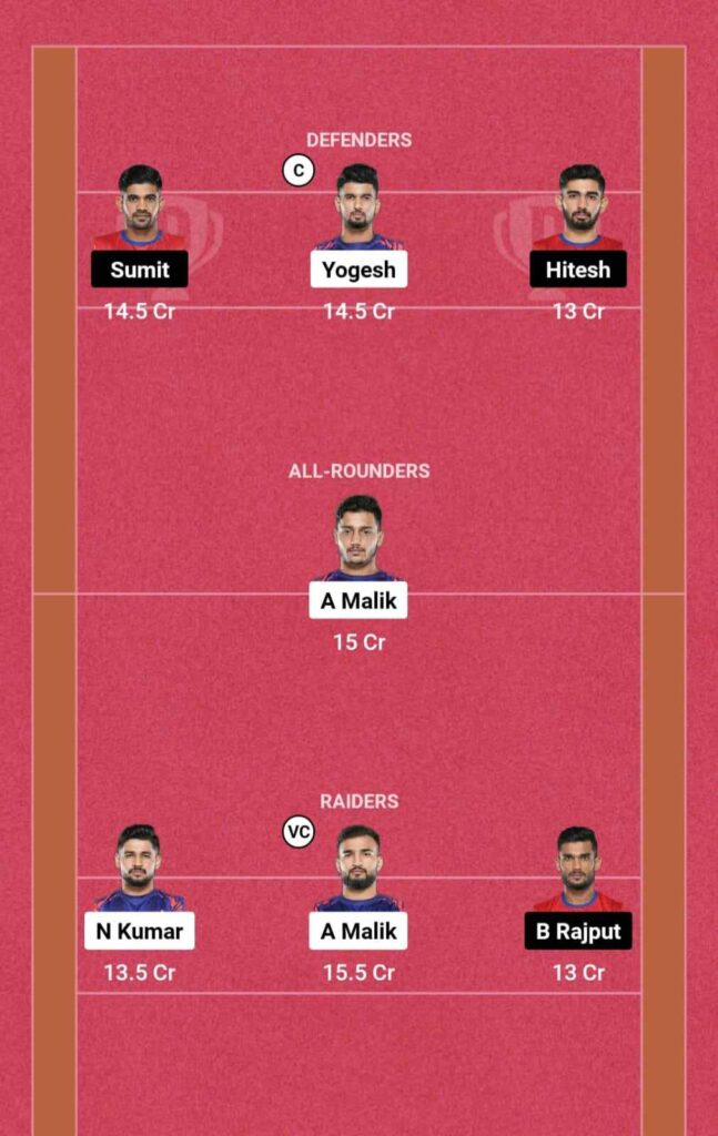 DEL vs UP Dream11 GL team