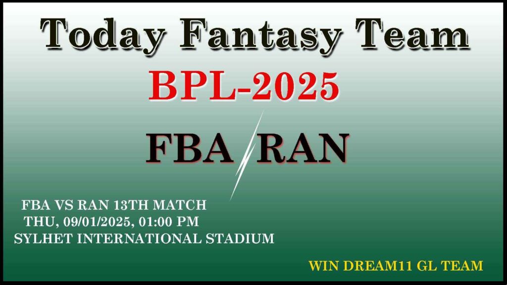 FBA vs RAN Dream11 team